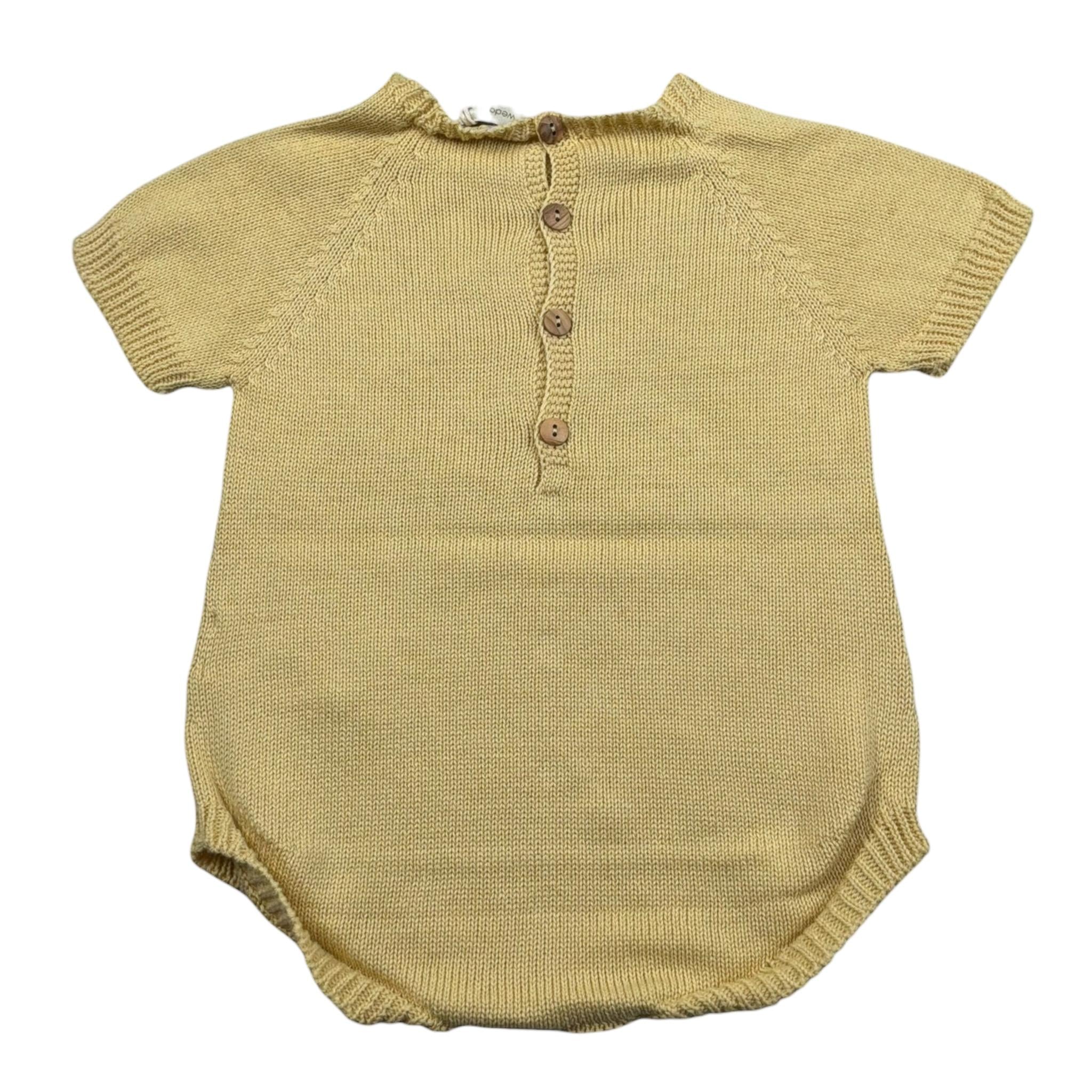 Wedoble Pagliaccetto Mezza Manica Tinta Unita con Trafori per Neonato V2507305A GIALLO WEDOBLE 