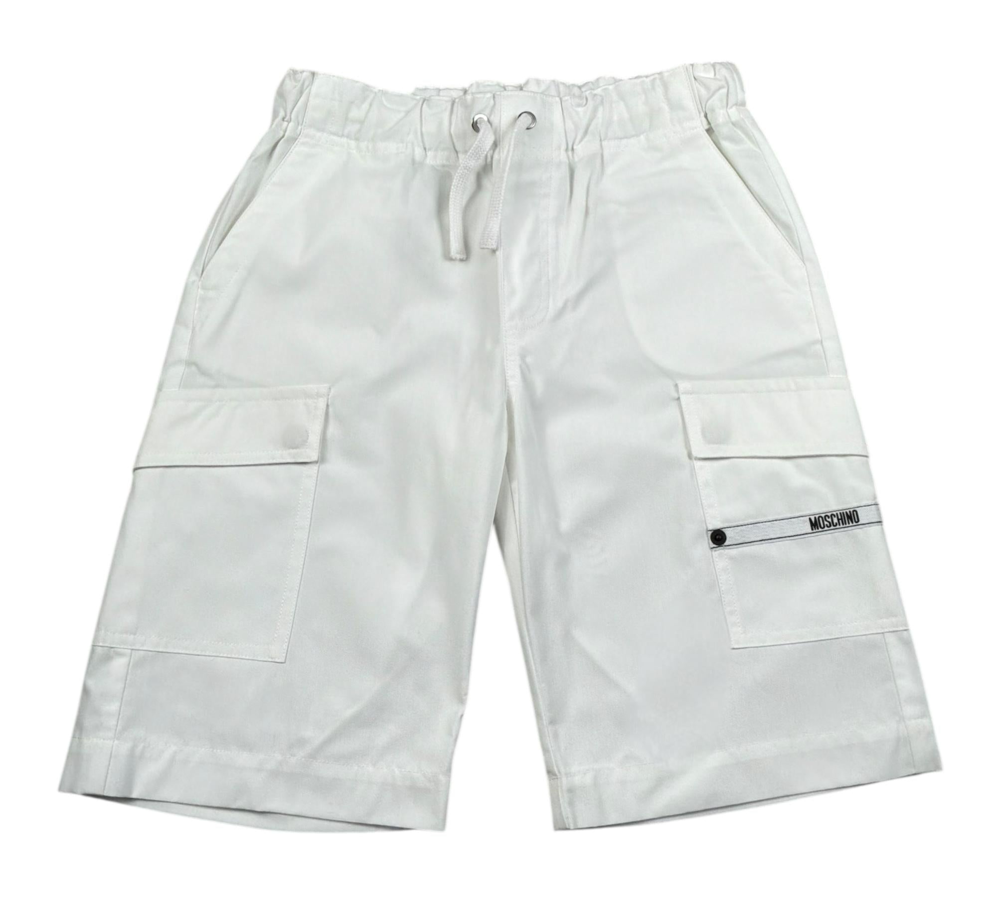 Moschino Bermuda Tinta Unita con Elastico In Vita per Bambino HUQ02I BIANCO MOSCHINO 