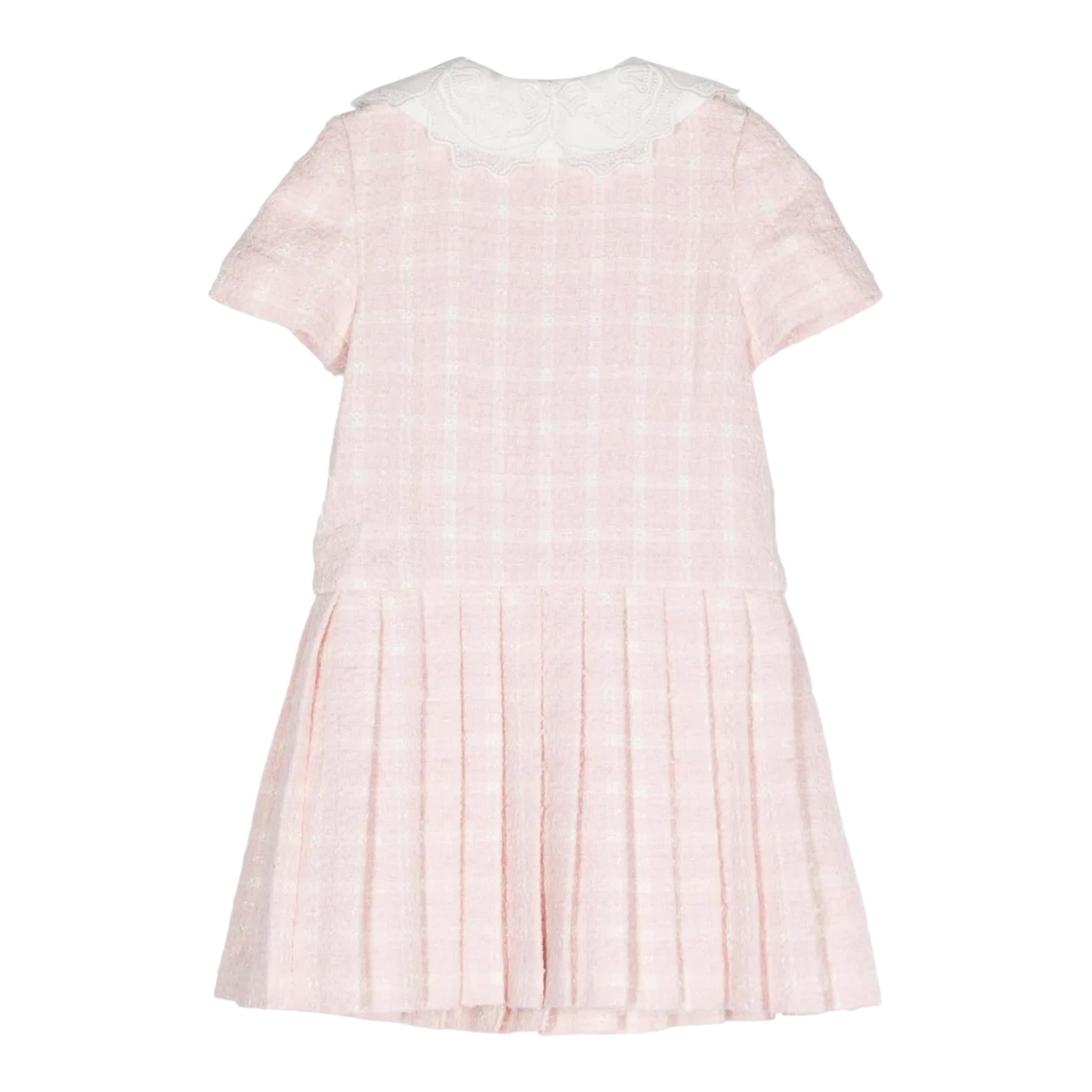 SELF-PORTRAIT abito mezza manica tinta unita cn colletto e fiocco in contrasto Rosa per Bambina PF24725S ROSA SELF-PORTRAIT 