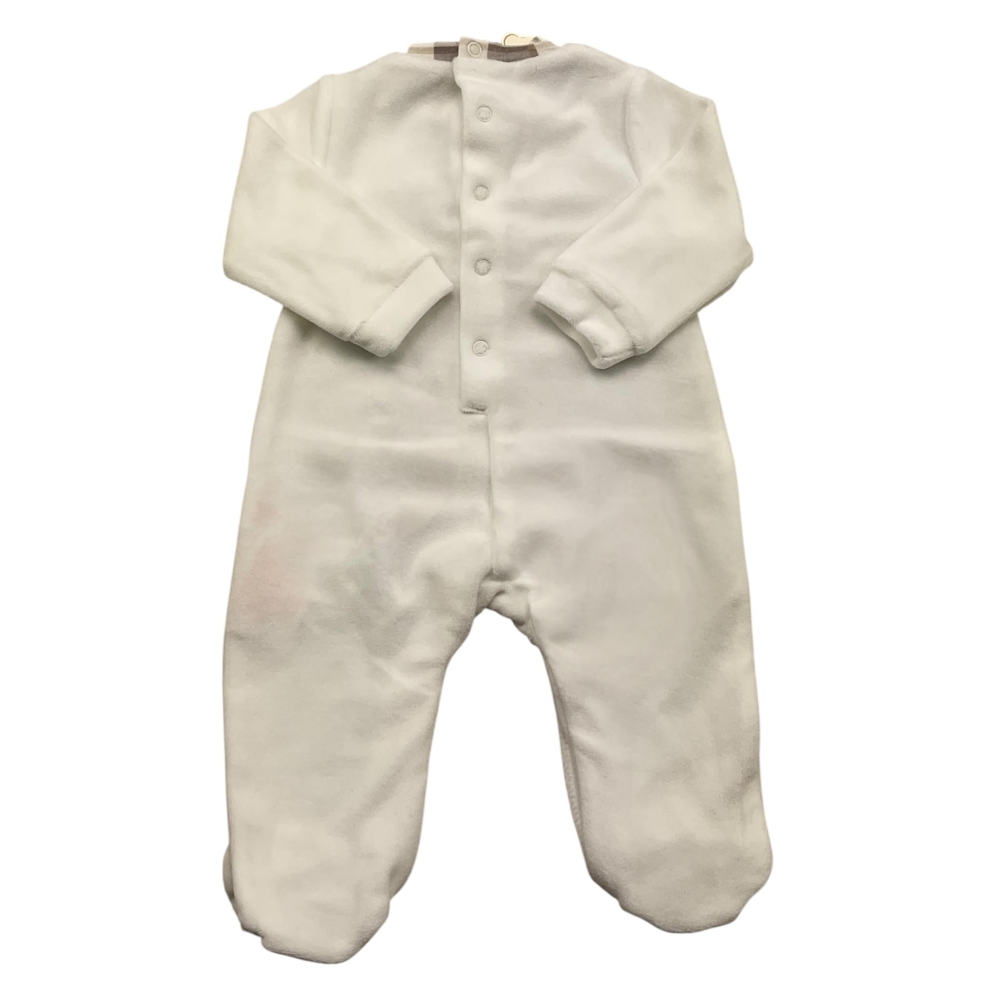 MINI BANDA tutina manica lunga tinta unita in ciniglia Bianco per Neonato 3A646 BIANCO MINI BANDA 