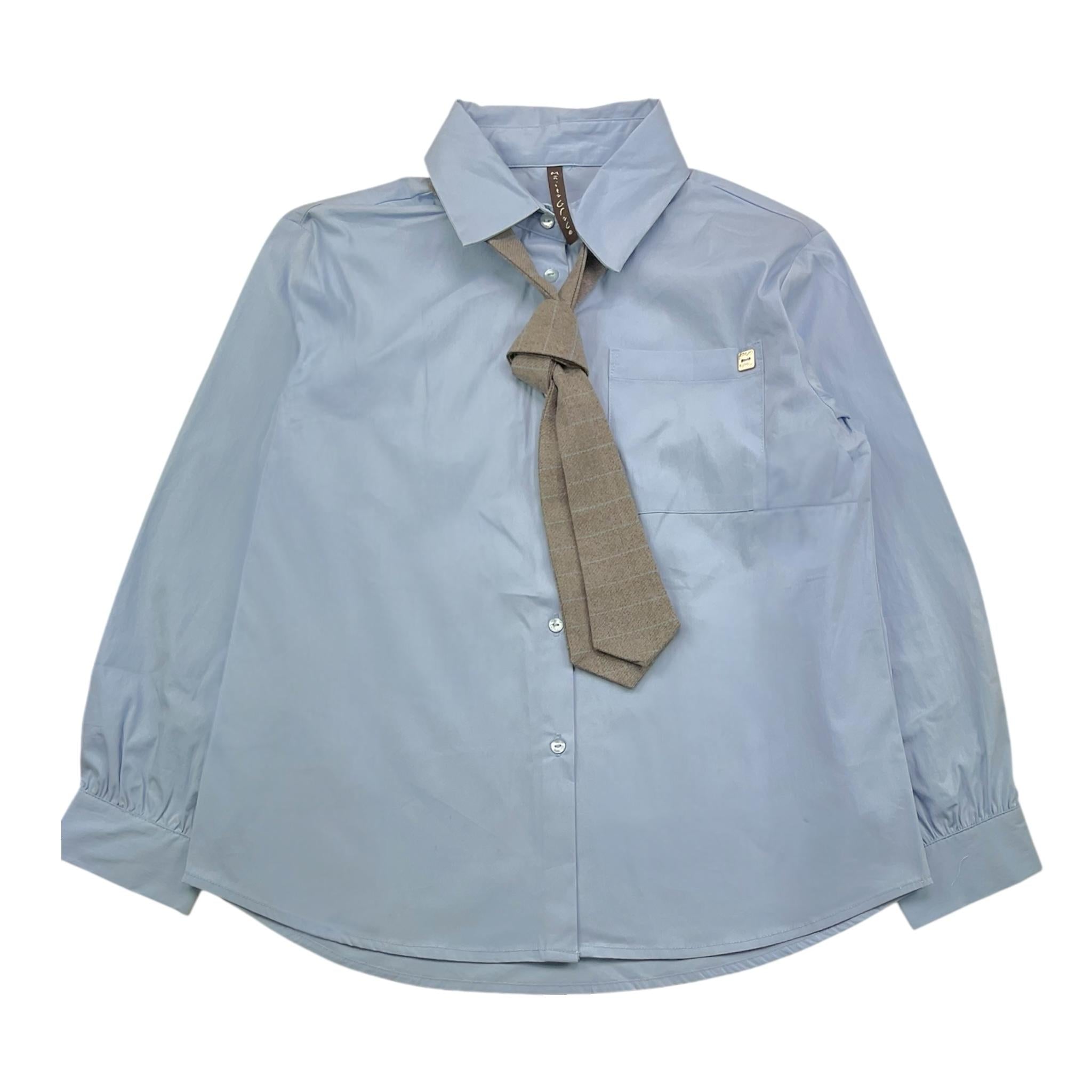 MANILA GRACE set camicia-cravatta tinta unita Azzurro per Bambina MFJF24S139 AZZURRO MANILA GRACE 