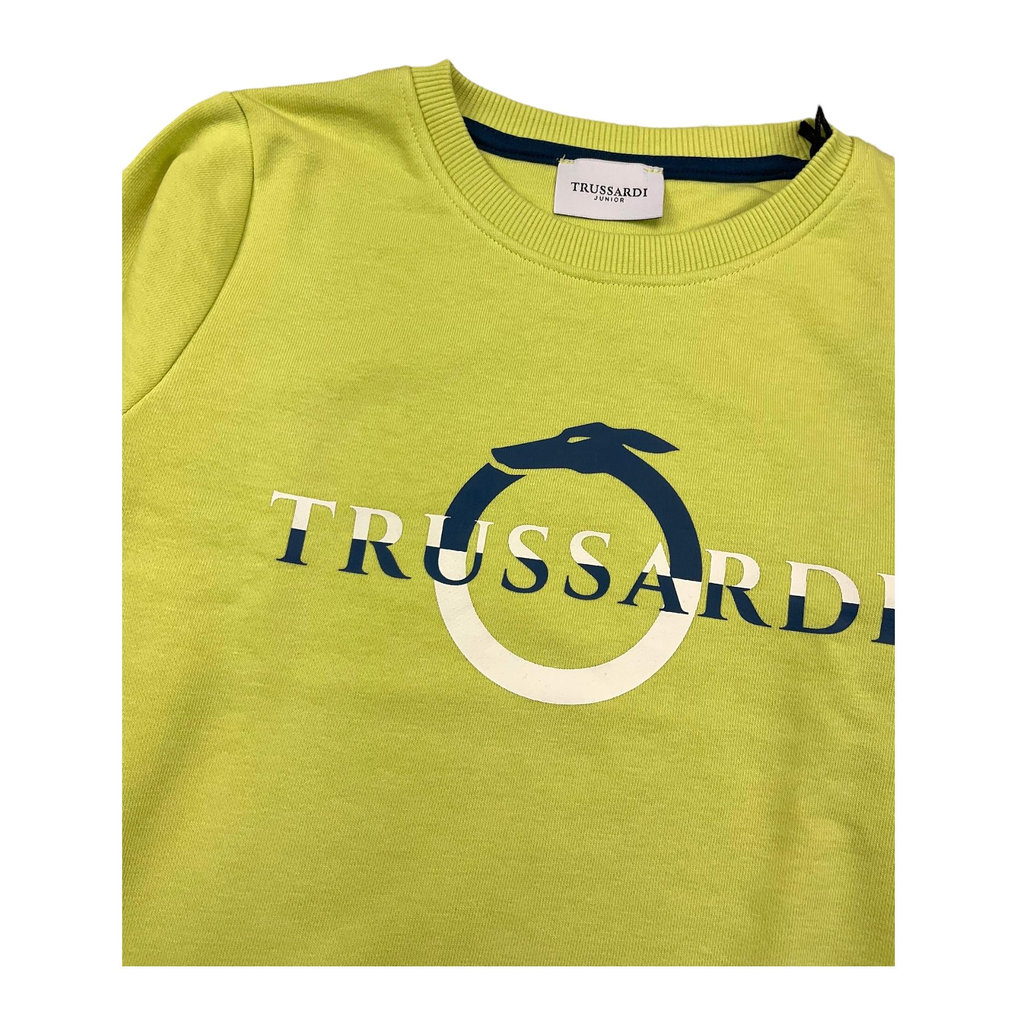 TRUSSARDI felpa chiusa girocollo tinta unita con stampa Verde per Bambino TIA24048FEJ VERDE TRUSSARDI 