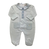 NINNAOH tutina tinta unita con colletto fantasia Azzurro per Neonato I20237T AZZURRO NINNAOH 