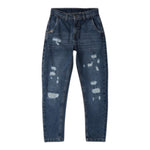 SARABANDA jeans tinta unita con strappi e girovita regolabile Blu per Bambino A5334 BLU SARABANDA 