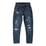 SARABANDA jeans tinta unita con strappi e girovita regolabile Blu per Bambino A5334 BLU SARABANDA 