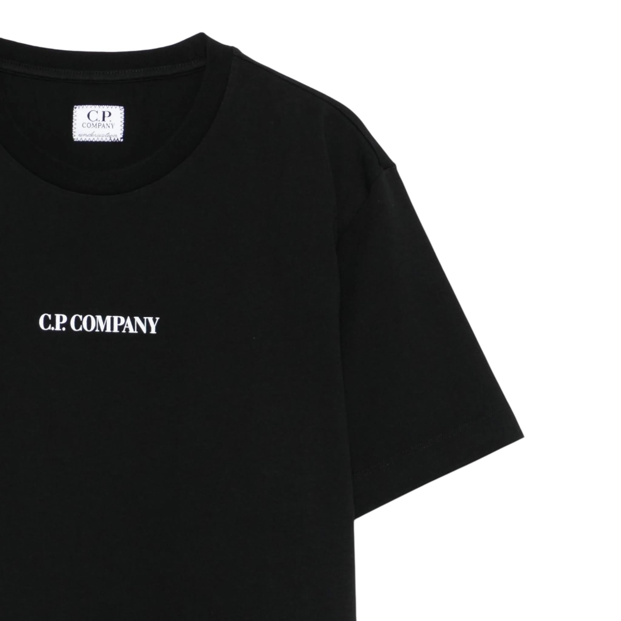 C.P. Company T-Shirt tinta unita con Stampa Nero per Bambino CBM008 NERO C.P. COMPANY 