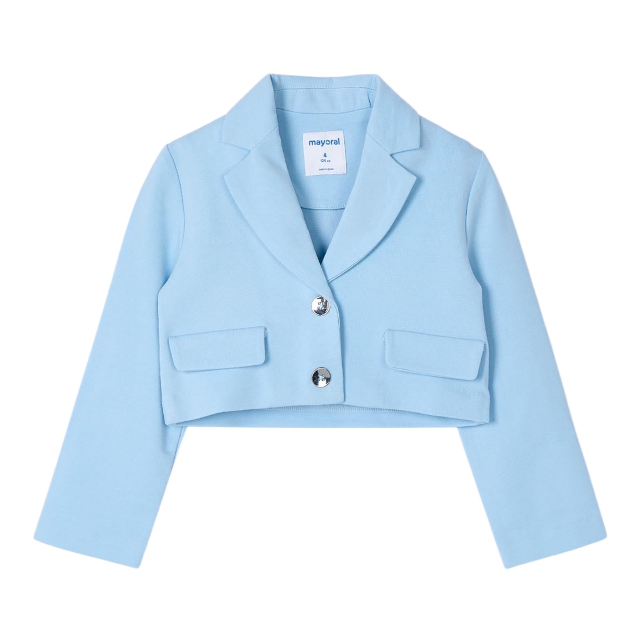 Mayoral Giacca Tinta Unita Modello Crop per Bambina 3405 AZZURRO MAYORAL 