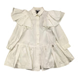 Simonetta Langarm-Hemdkleid, einfarbig, mit weißen Rüschen für Baby-Mädchen