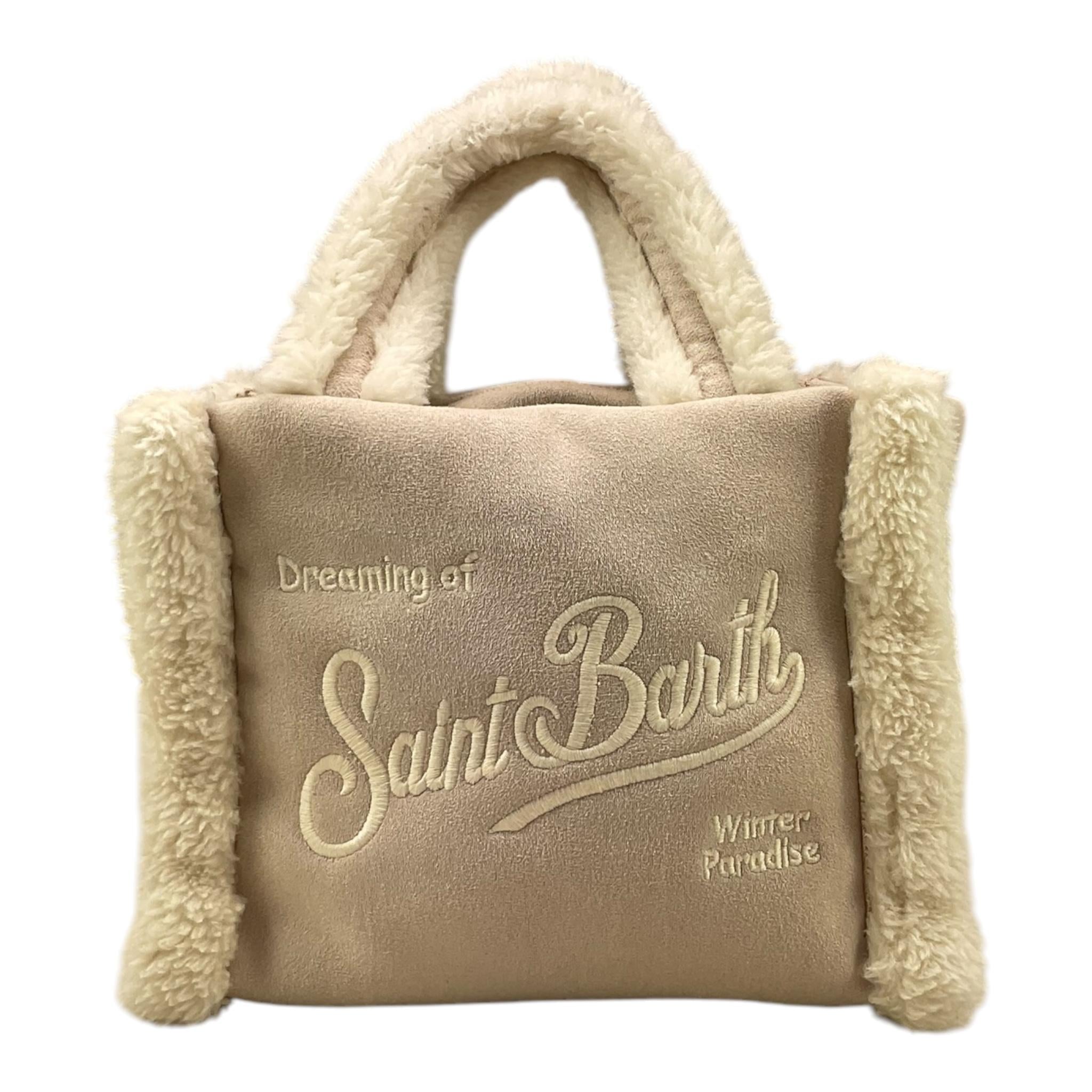 SAINT BARTH borsa tinta unita con logo Beige per Neonata VANITY BEIGE SAINT BARTH 