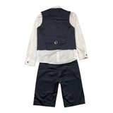 Damper Dan 4-teiliges Set Weste-Hemd-Bermuda-Fliege Blau für Neugeborene