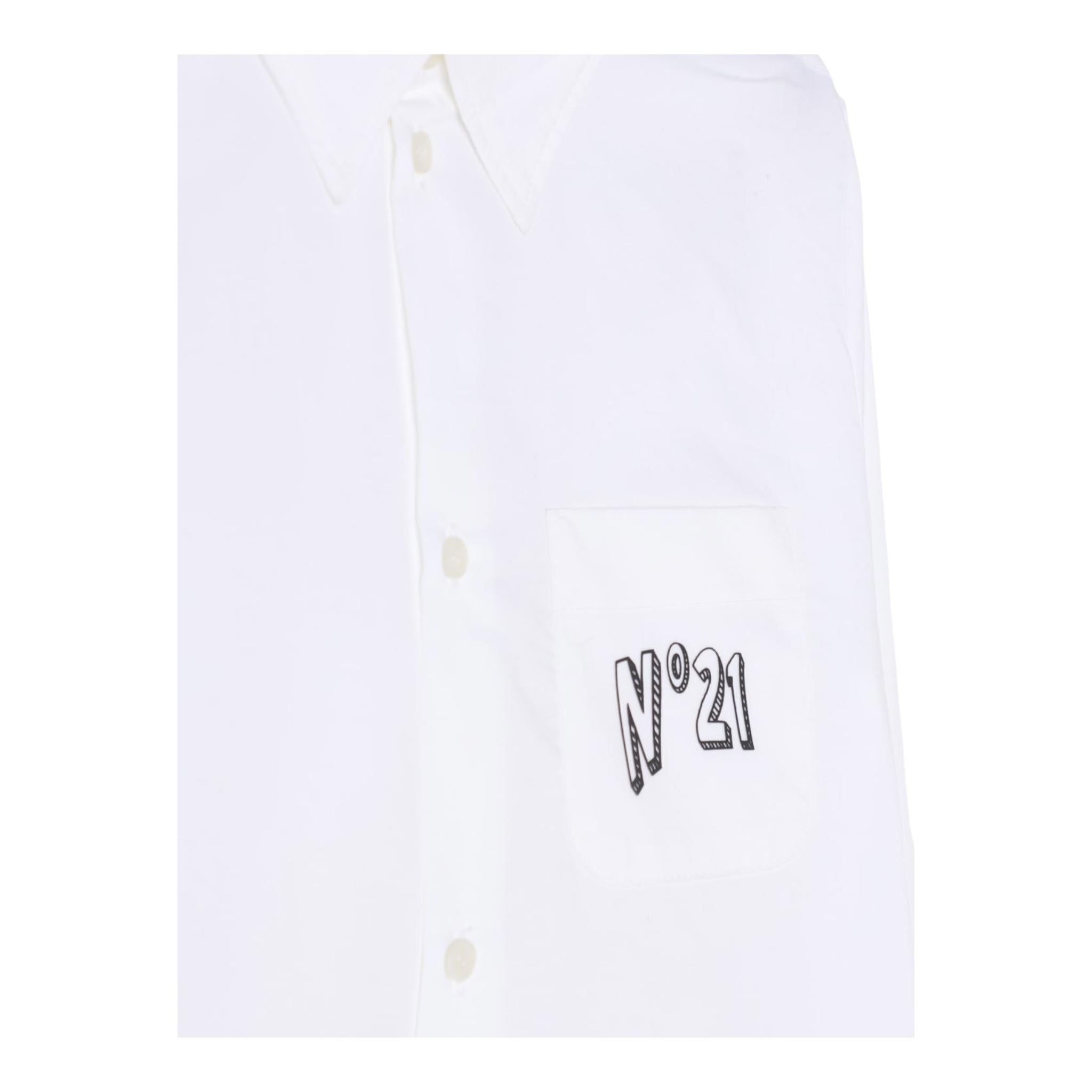 N°21 Camicia Tinta Unita con Stampa per Bambina N2102U BIANCO N°21 