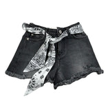 Saint Barth Short In Denim Tinta Unita con Foulard per Bambina KOK00010416 NERO SAINT BARTH 
