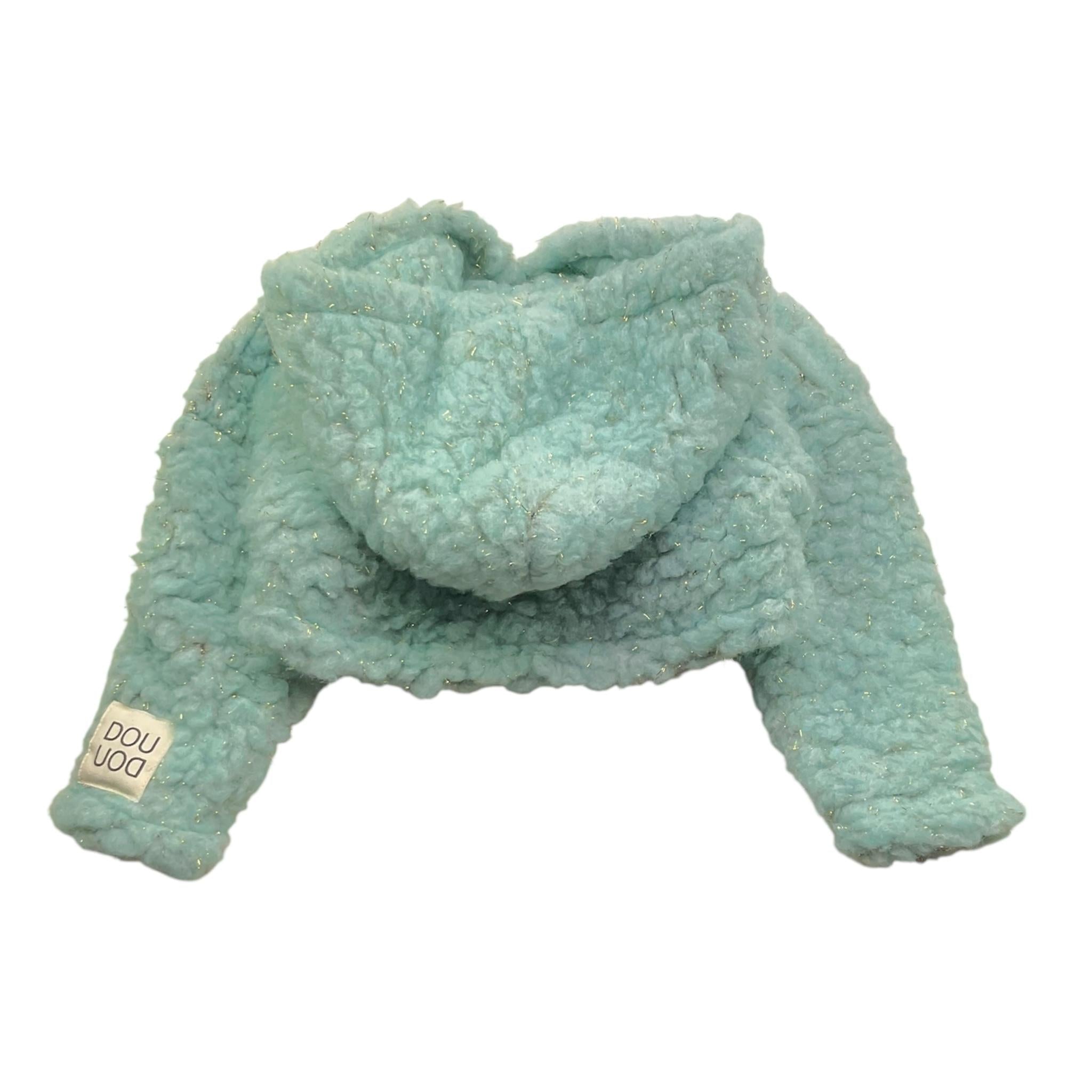 DOU DOU felpa crop modello con cappuccio tinta unita Verde acqua per Bambina DV4A50 VERDE ACQUA DOU DOU 