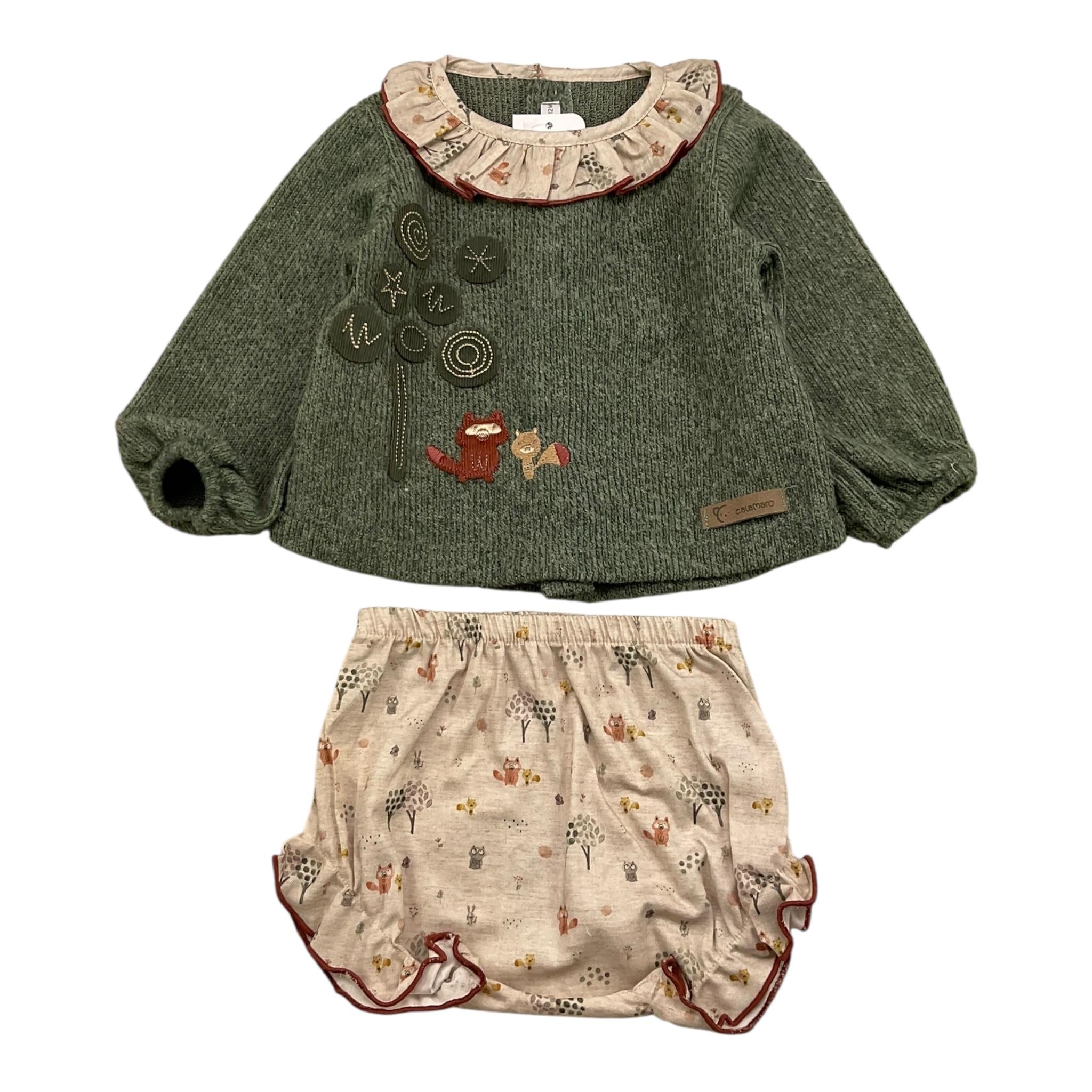 CALAMARO completo 2 pezzi maglia-coulotte Verde per Neonata 110699 VERDE CALAMARO 
