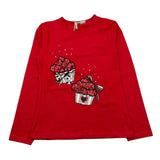 EMC shirt girocollo tinta unita con stampa paillettata Rosso per Bambina BX2298 ROSSO EMC 
