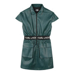 KARL LAGERFELD abito mezza manica tinta unita in ecopelle Verde per Bambina Z30187 VERDE KARL LAGERFELD 