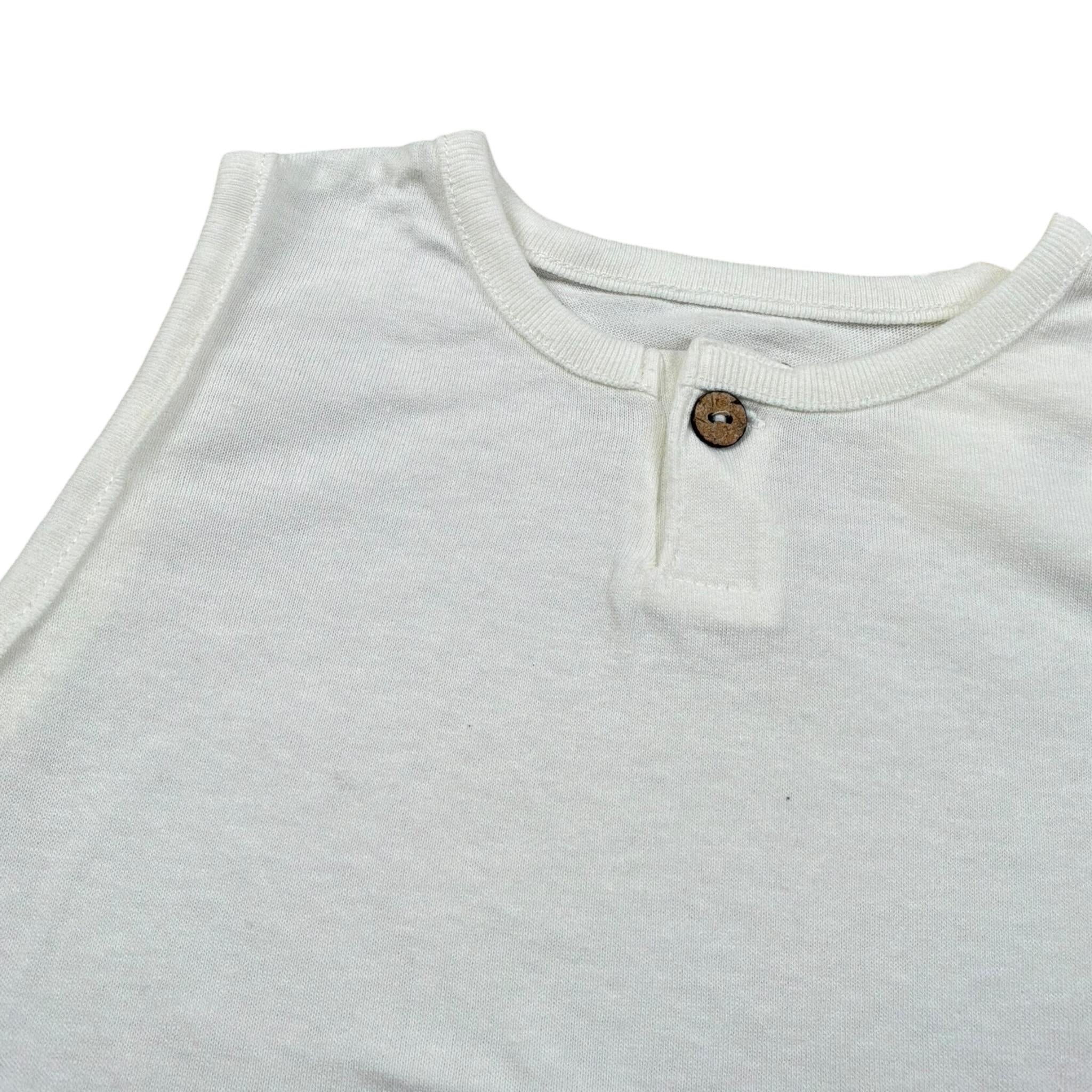 Play Up Canotta Girocollo Tinta Unita con Bottoni per Neonato PA011AQ10901 PANNA PLAY UP 