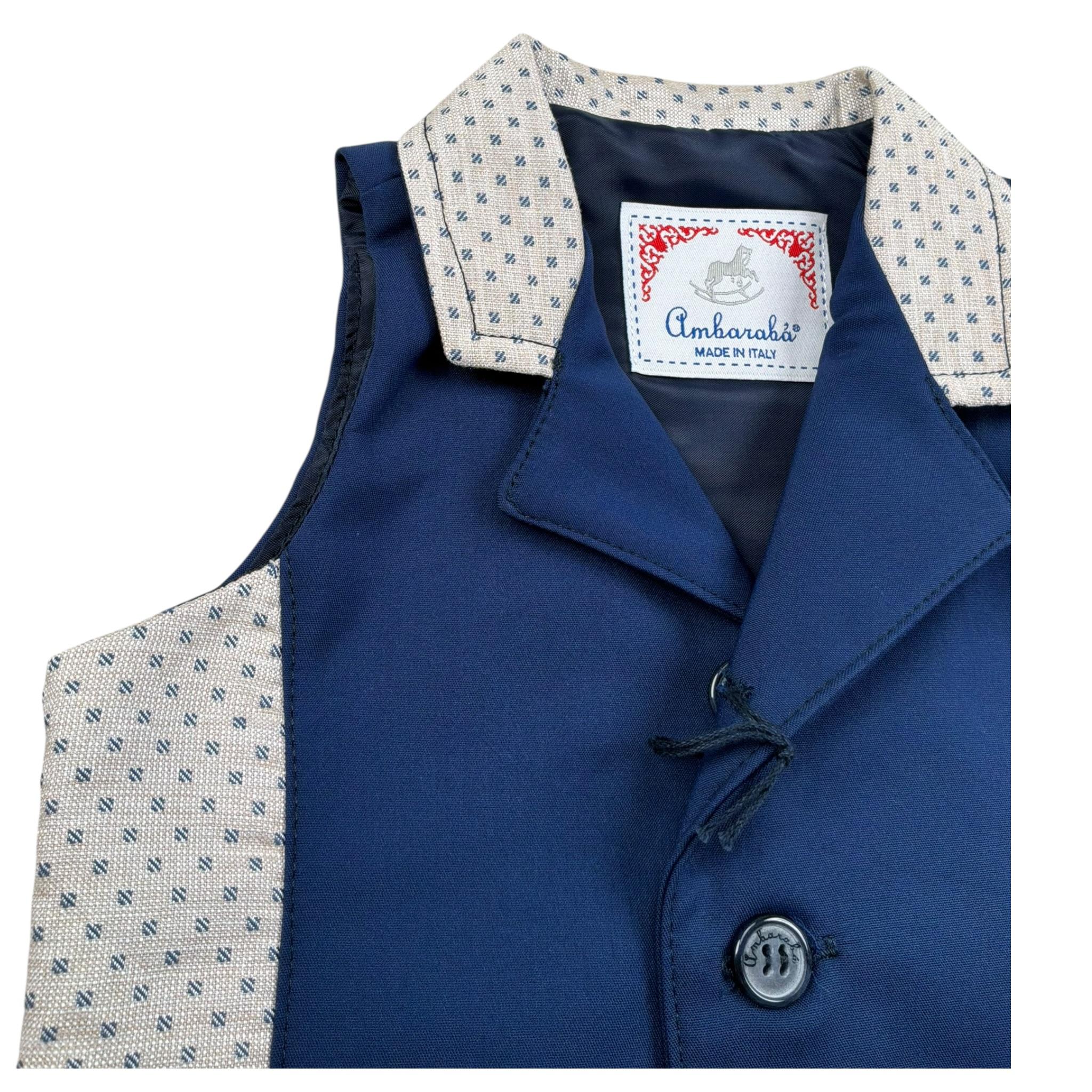 Ambaraba Gilet Tinta Unita con Profili In Contrasto per Neonato FM32063 BLU AMBARABA 