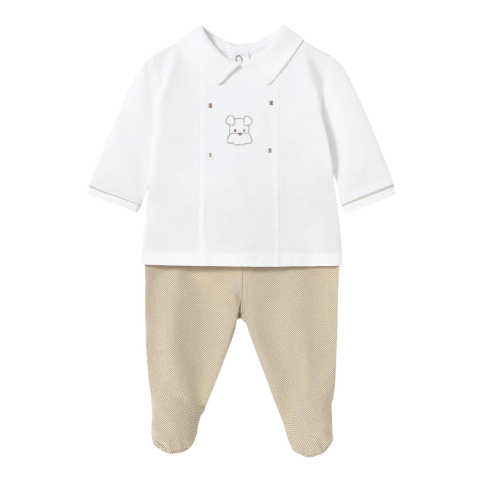 Mayoral Completo 2 Pezzi Shirt-Ghettina Bicolore per Neonato 1558 BIANCO/BEIGE MAYORAL 