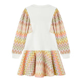 MISSONI abito felpa girocollo tinta unita con maniche e gonna in contrasto Bianco per Bambina MV1A90 BIANCO MISSONI 