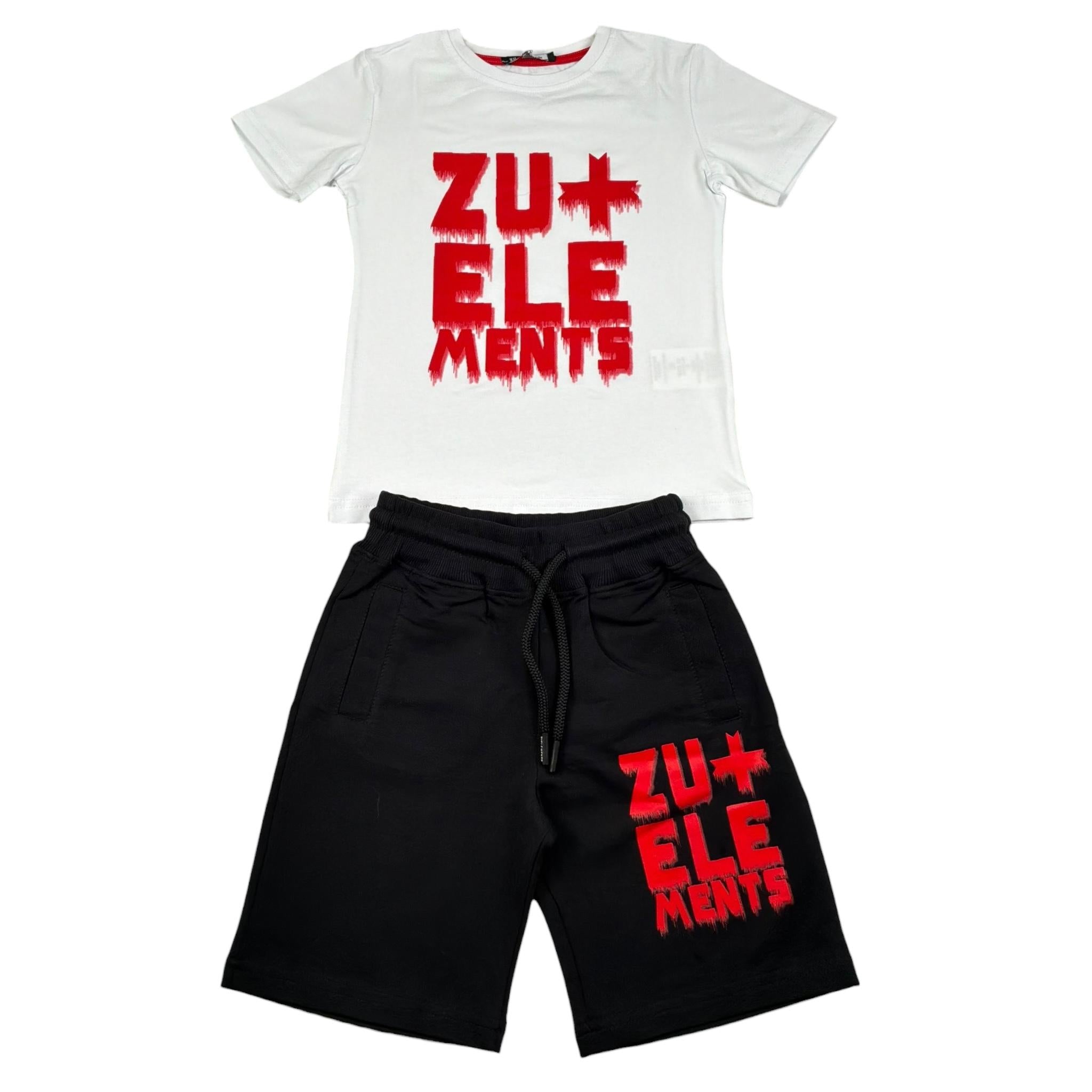 Zu+Elements Completo 2 Pezzi T-Shirt-Bermuda per Bambino ZU333 BIANCO/ROSSO ZU+ELEMENTS 
