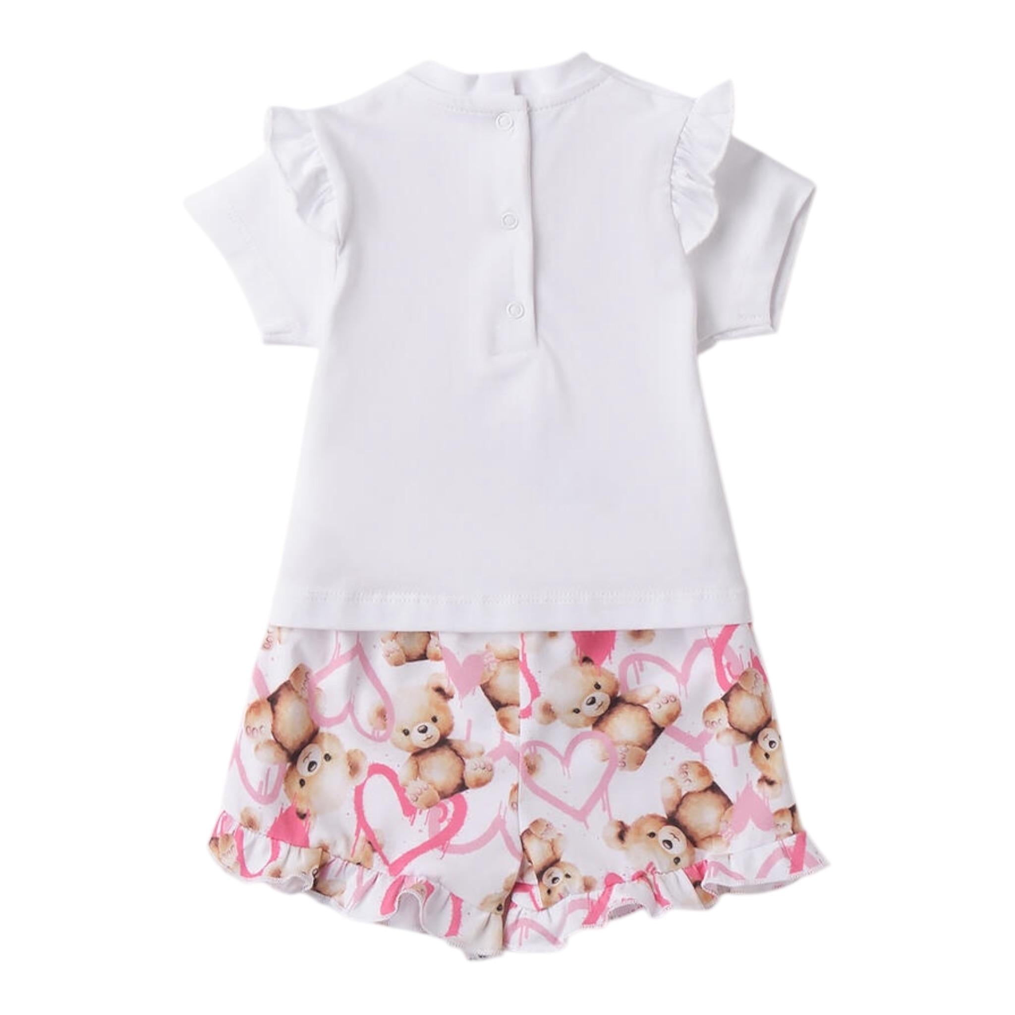 Mini Banda Completo 2 Pezzi Short-T-Shirt per Neonata 3B753 BIANCO MINI BANDA 
