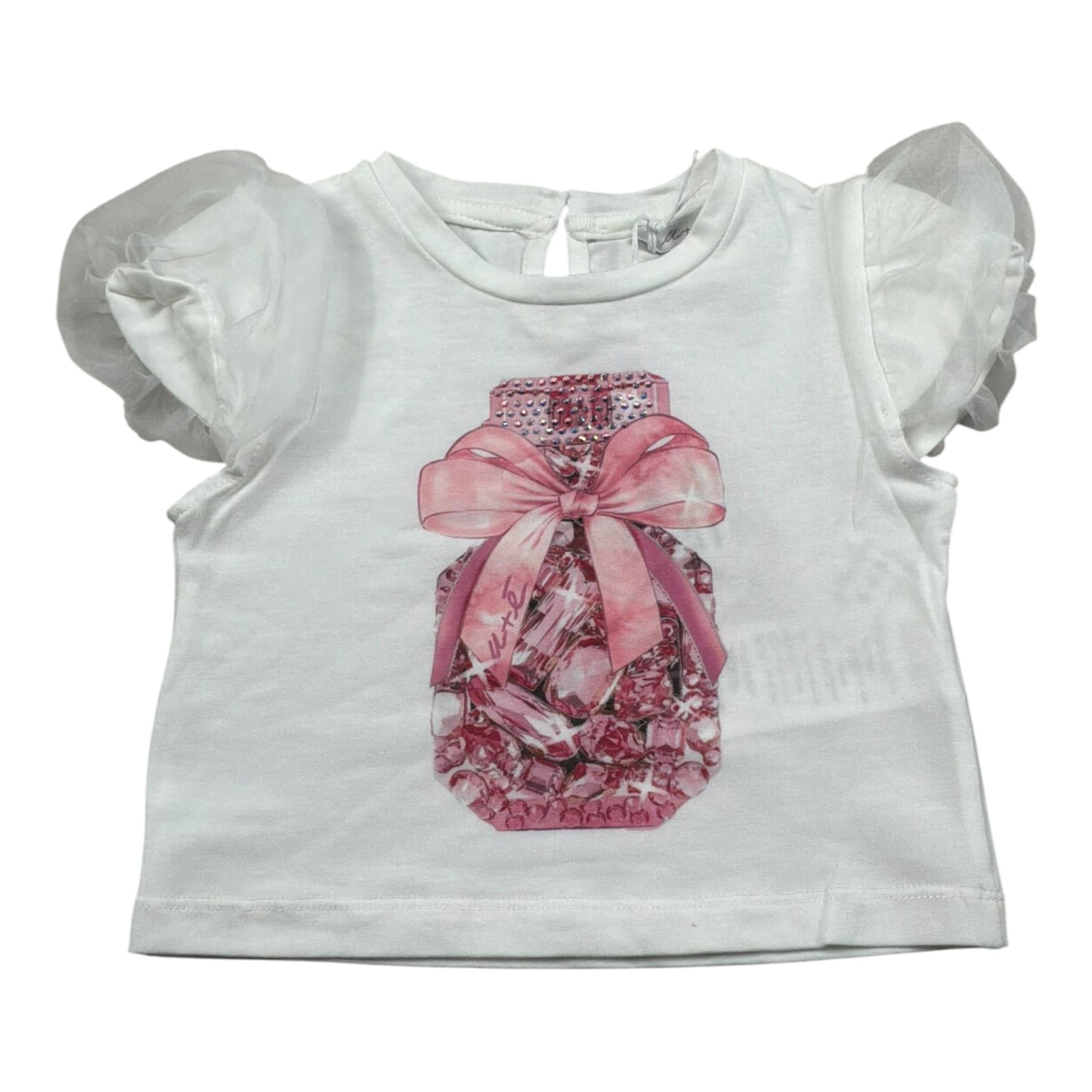 M+E' T-Shirt Girocollo tinta unita con Stampa Bianco per Neonata UE1856X BIANCO M+E' 