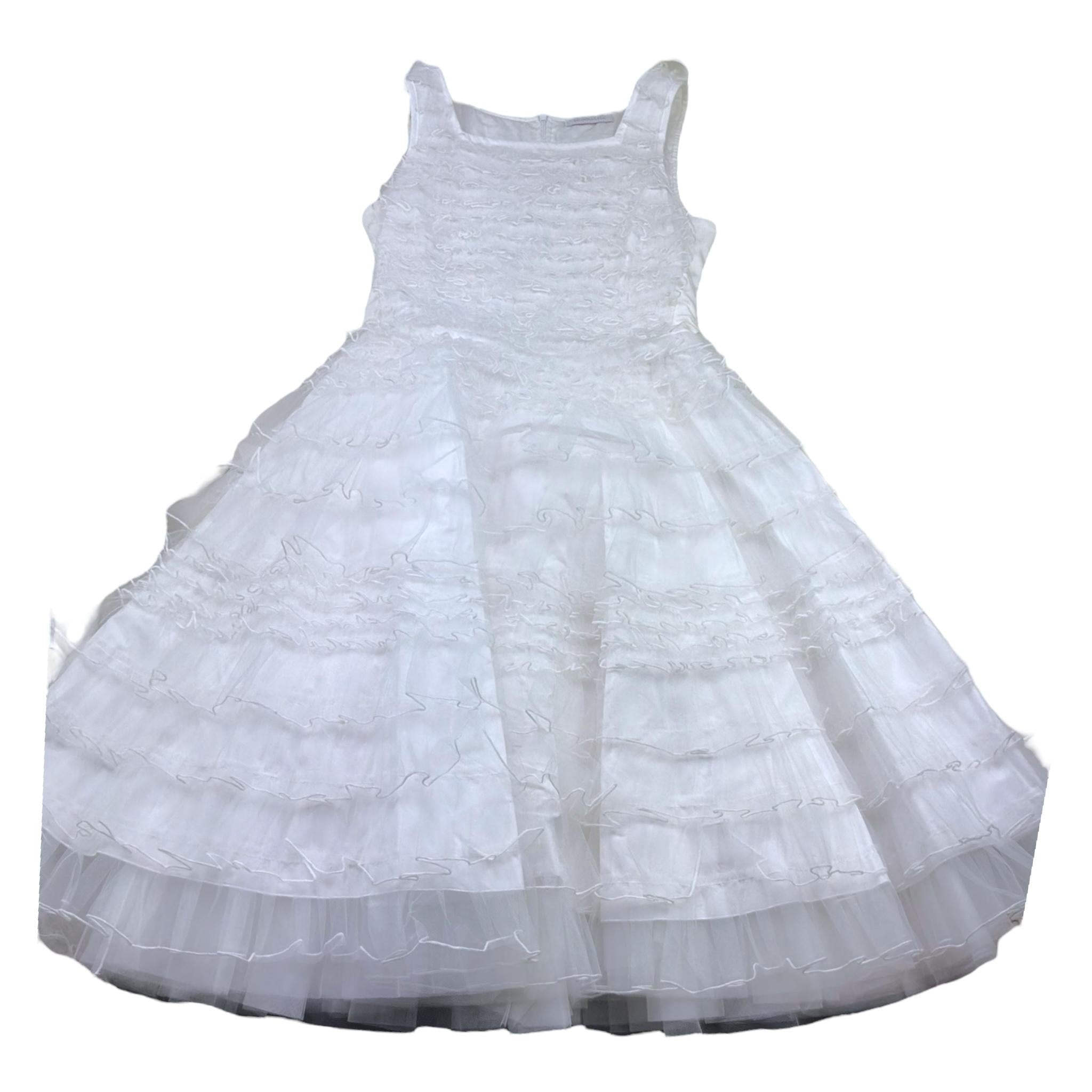 Monnalisa Abito Cerimonia Tinta Unita Giromanica per Bambina 797900 BIANCO MONNALISA 