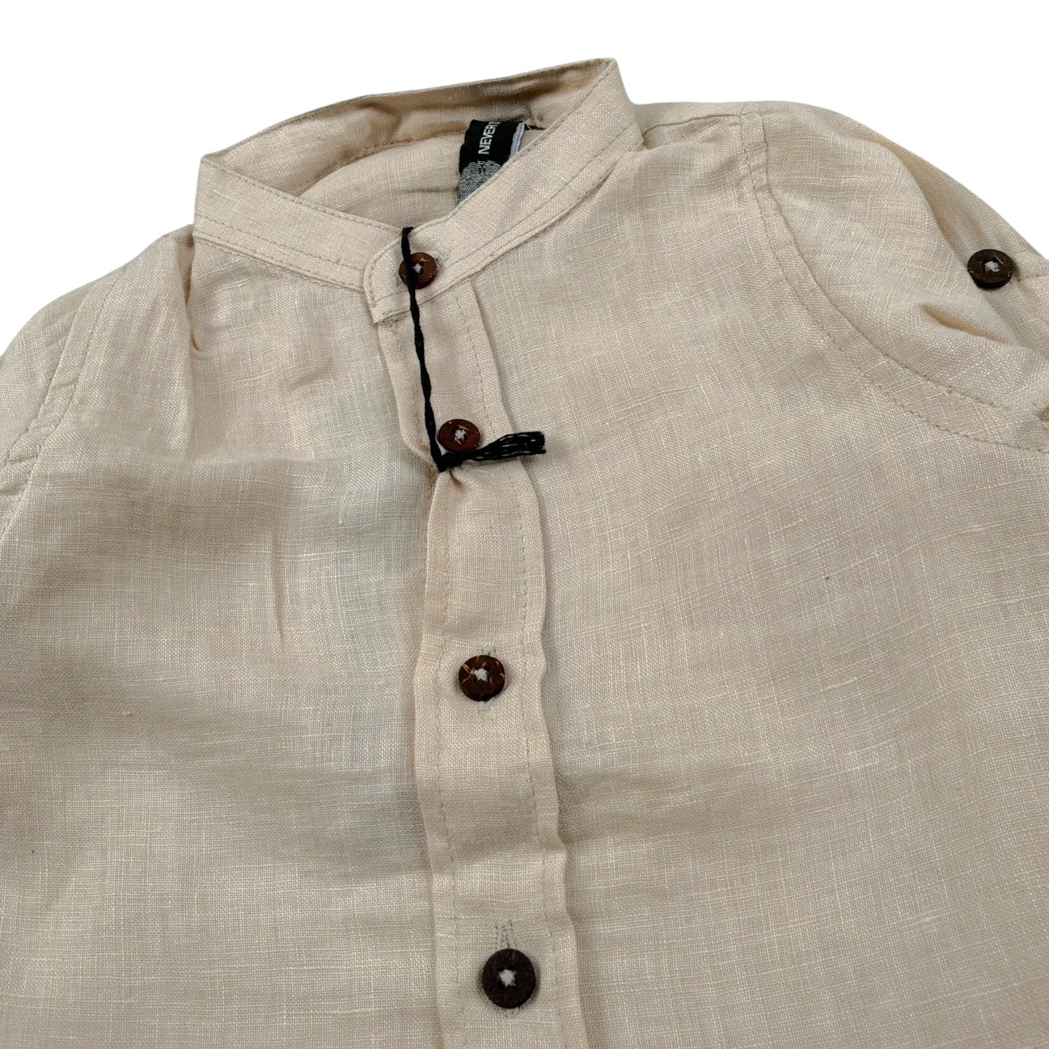 Never Too Camicia tinta unita con Colletto Coreano Sabbia per Neonato NT1232N SABBIA NEVER TOO 