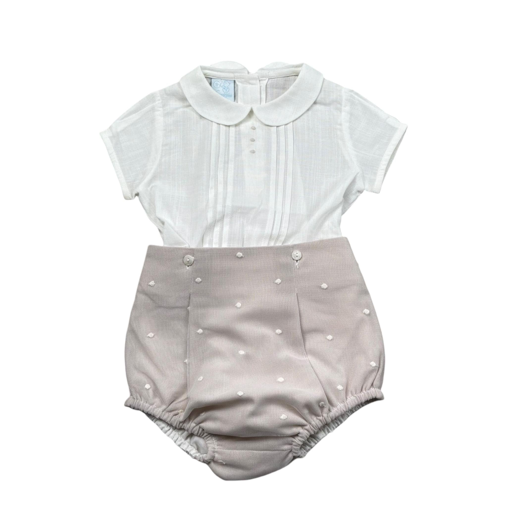 Granlei Completo 2 Pezzi Camicia-Coulotte per Neonato 125130 BIANCO/BEIGE GRANLEI 