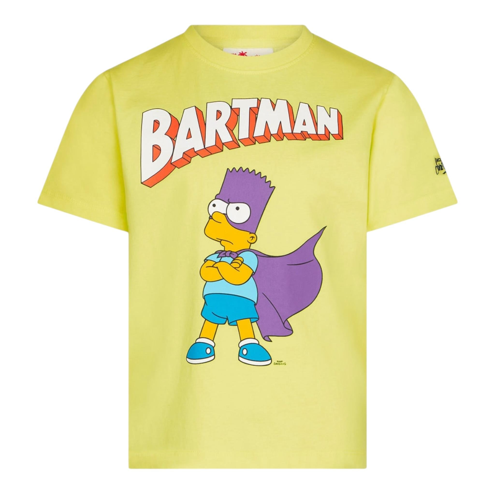 Saint Barth T-Shirt Girocollo Tinta Unita con Stampa per Bambino BARTMAN GIALLO FLUO SAINT BARTH 