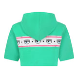 Chiara Ferragni Einfarbiger Crop Hoodie Grün Für Mädchen