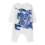 Burberry Langarm-Strampelanzug für Baby-Jungen, einfarbig, mit Kontrastdruck, weiß