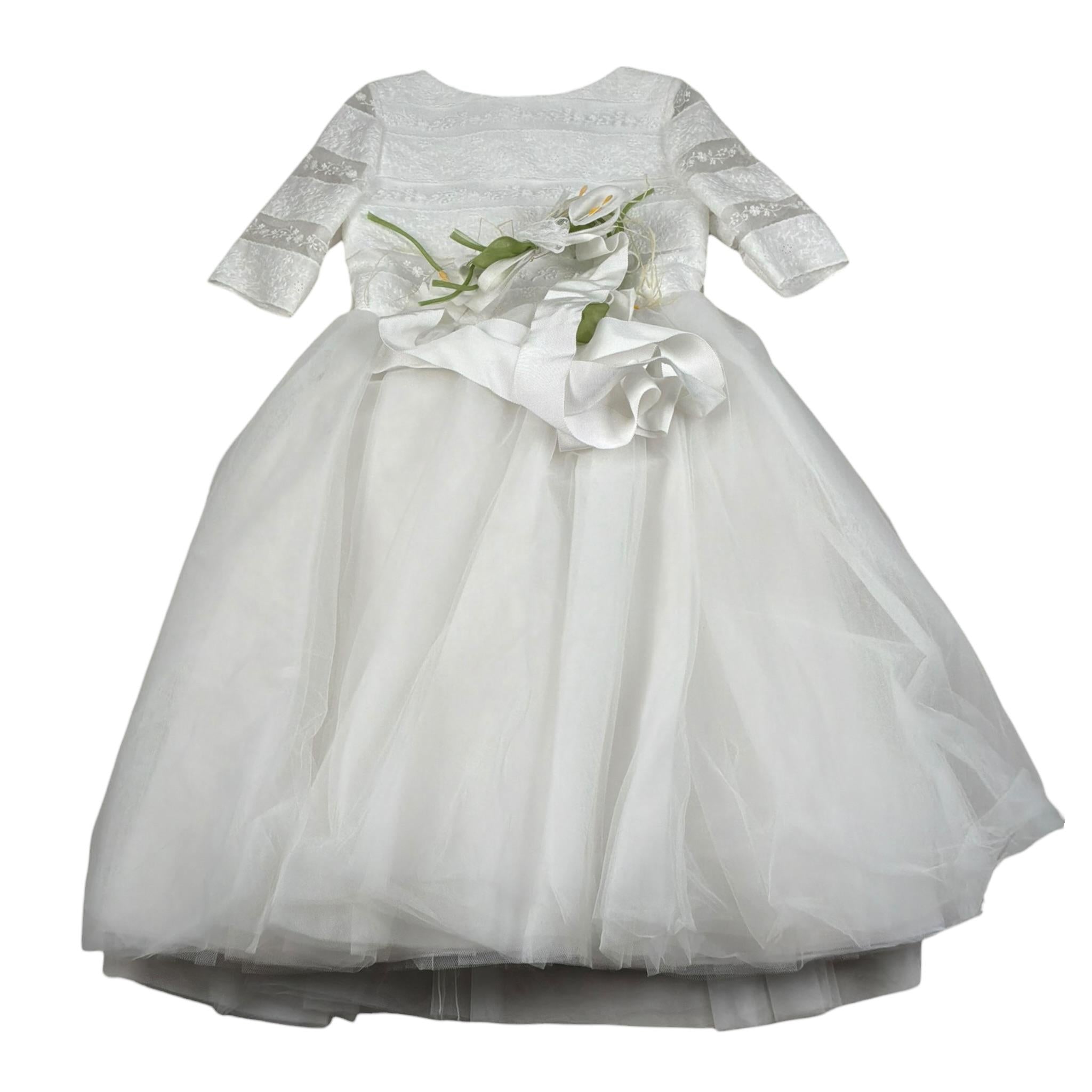 Raffaella Abito Cerimonia Tinta Unita Mezza Manica per Bambina CALLAS BIANCO RAFFAELLA 
