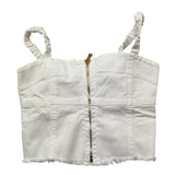 Lu Lu By Miss Grant Top Tinta Unita con Zip per Bambina LL3390 BIANCO LU LU BY MISS GRANT 