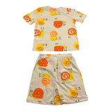 Aventiquattrore Einfarbiger Pyjama T-Shirt-Bermuda mit beigem Muster für Neugeborene