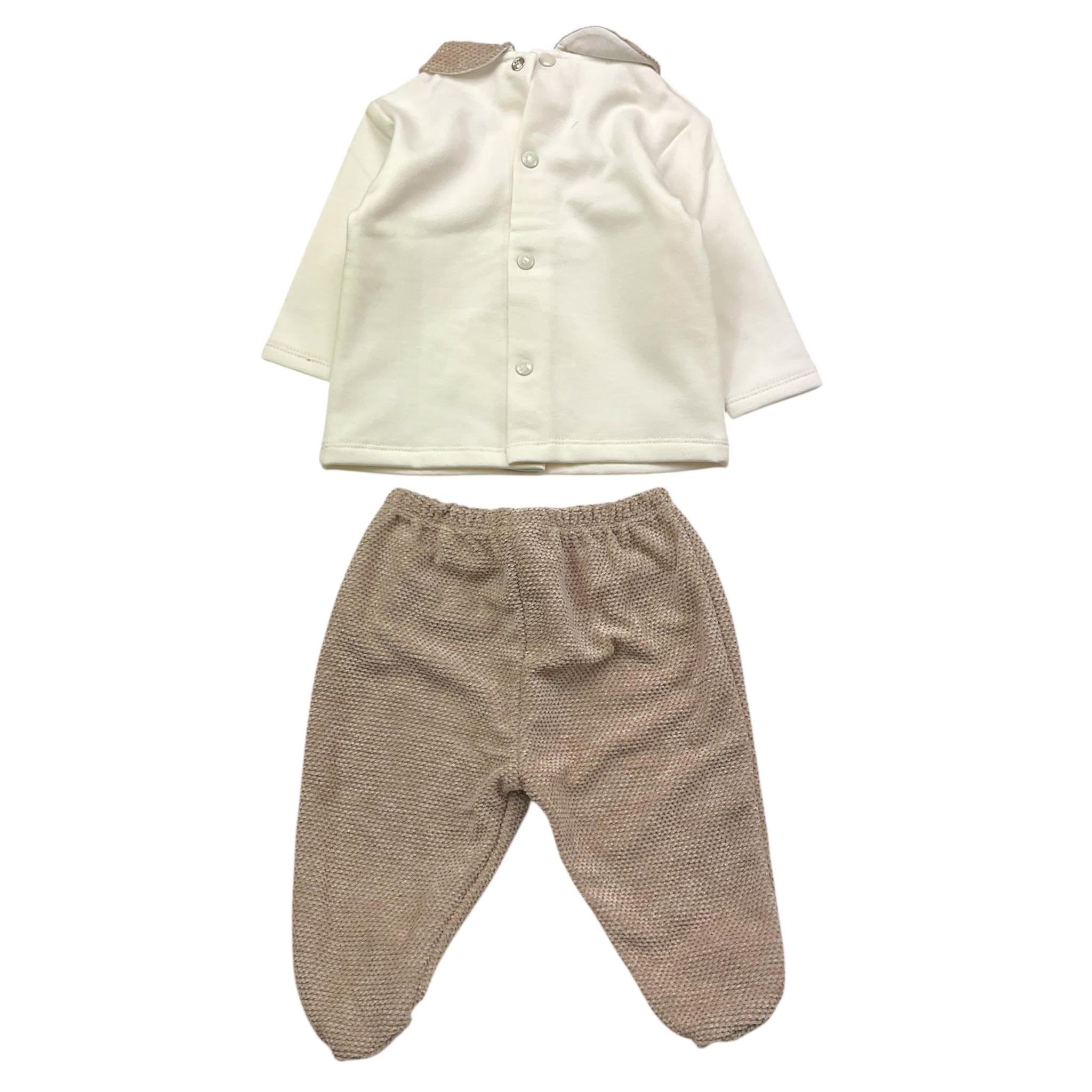 NINNAOH completo 2pz maglia-ghettina bicolore Bianco/beige per Neonato I23216C BIANCO/BEIGE NINNAOH 