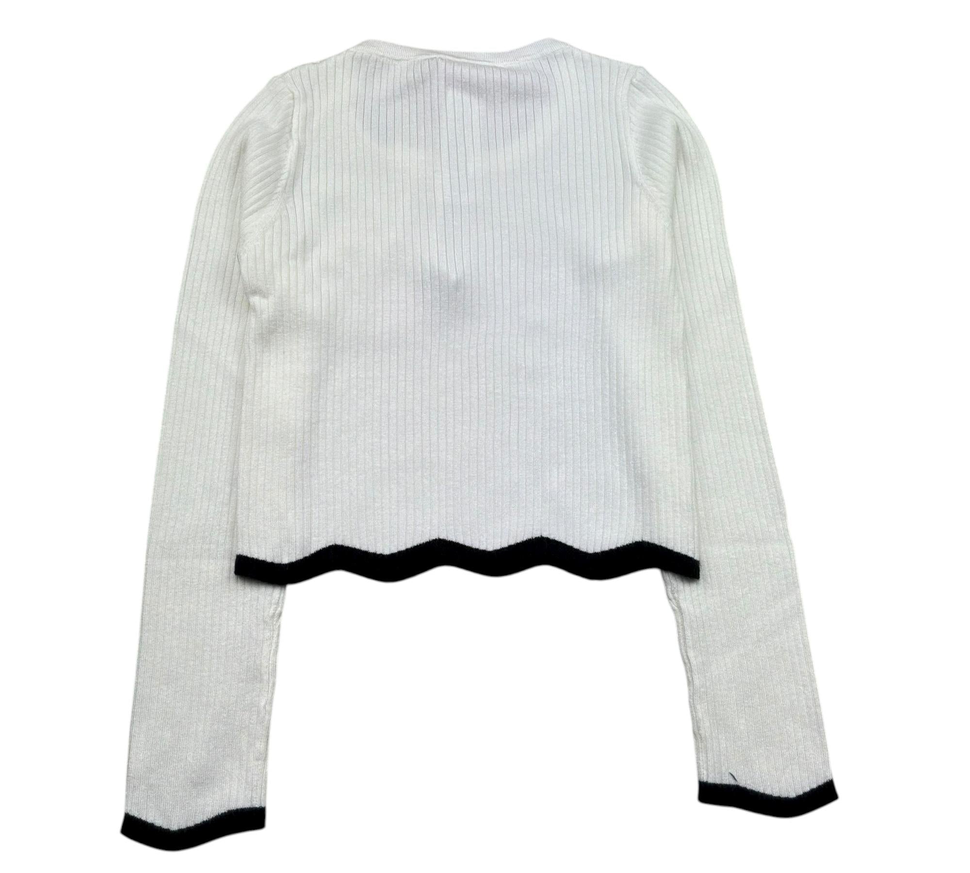 Liu Jo Maglia Girocollo Tinta Unita con Profili In Contrasto per Bambina GA5081 BIANCO LIU JO 