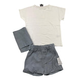 Minimum Komplett 3 Teile T-Shirt-Bermuda-Schal Weiß/Grau Für Kind