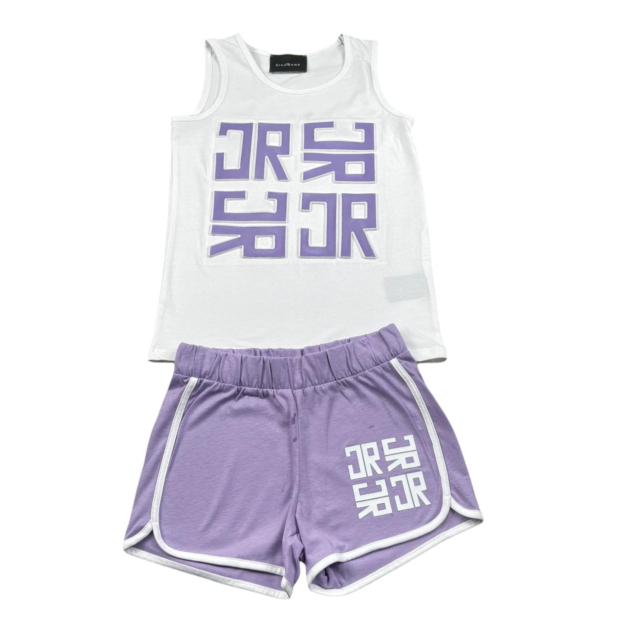 John Richmond Completo 2 Pezzi Canotta-Short Bicolore per Bambina RGP26016CJ BIANCO/LILLA JOHN RICHMOND 
