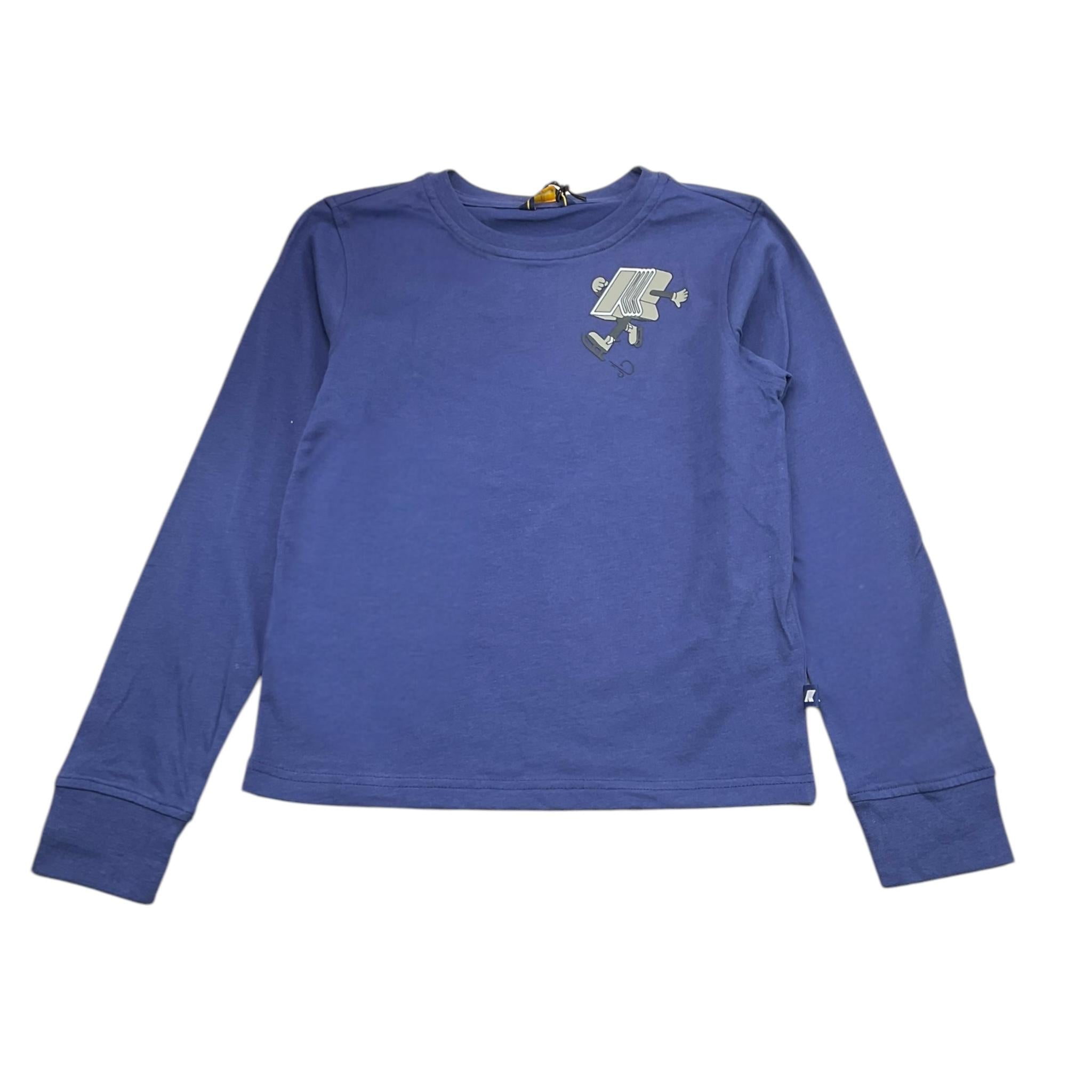 K-WAY shirt mezzo collo tinta unita con stampa Blu per Bambino K4125SW BLU K-WAY 