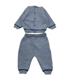 BARCELLINO completo 2pz in filo maglia-pantalone Blu per Neonato 115302 BLU BARCELLINO 