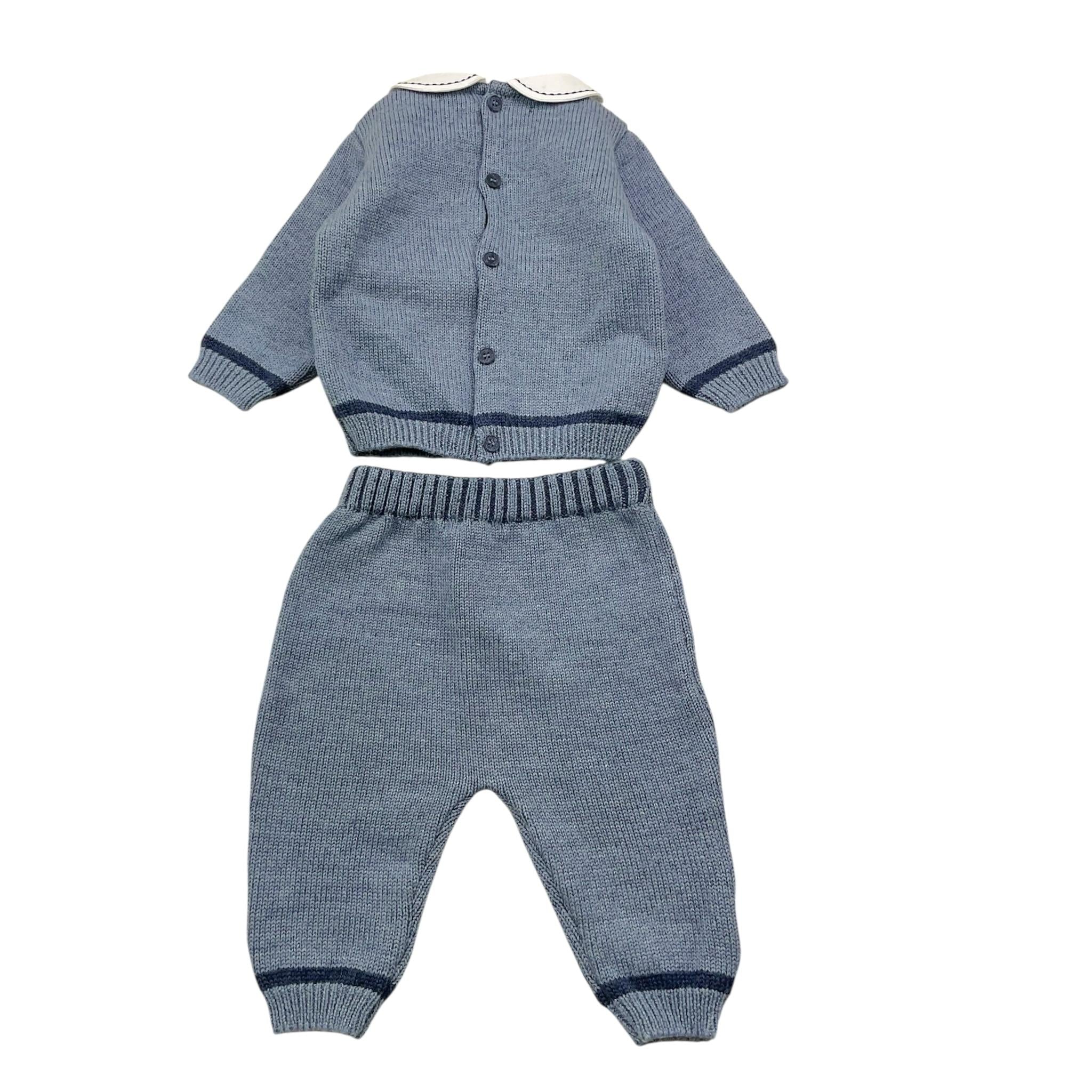 BARCELLINO completo 2pz in filo maglia-pantalone Blu per Neonato 115302 BLU BARCELLINO 