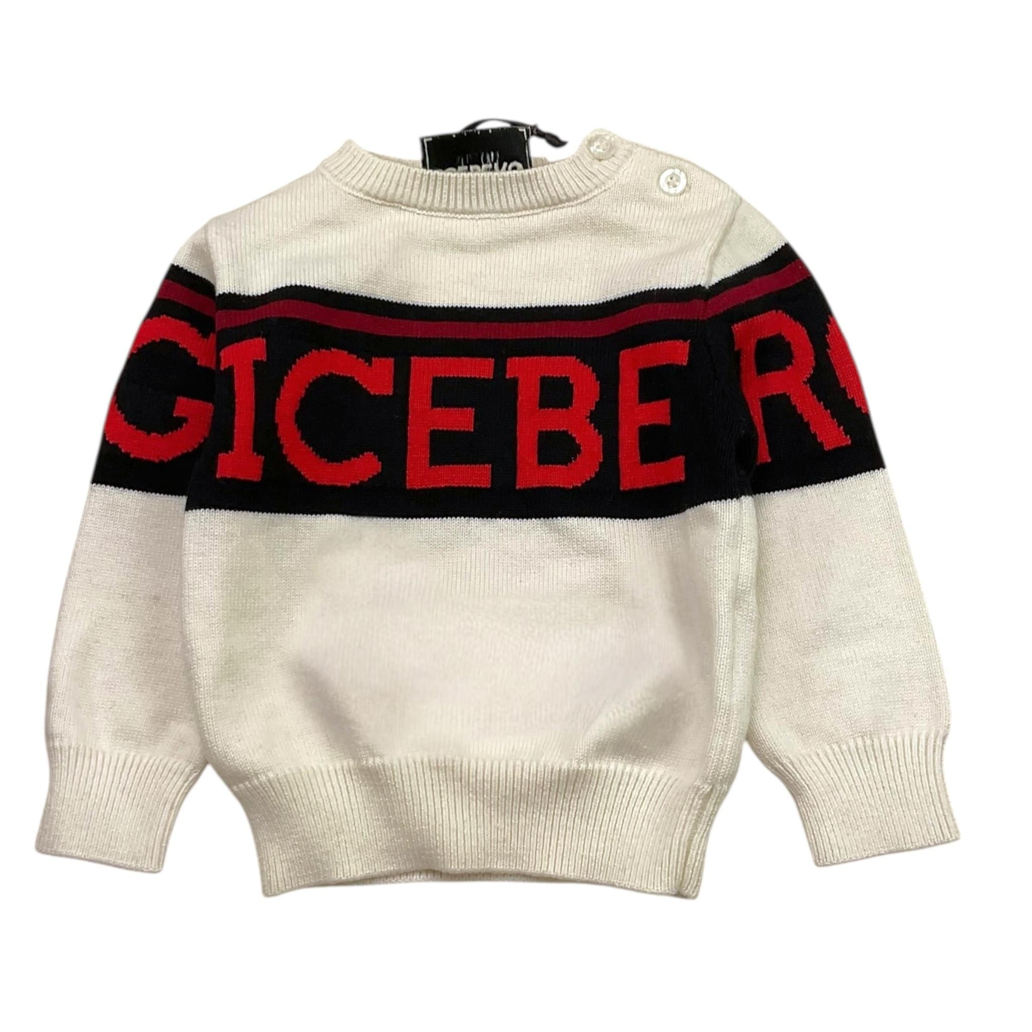 ICEBERG maglia girocollo tinta unita con stampa Bianco per Neonato MGICE5315B BIANCO ICEBERG 