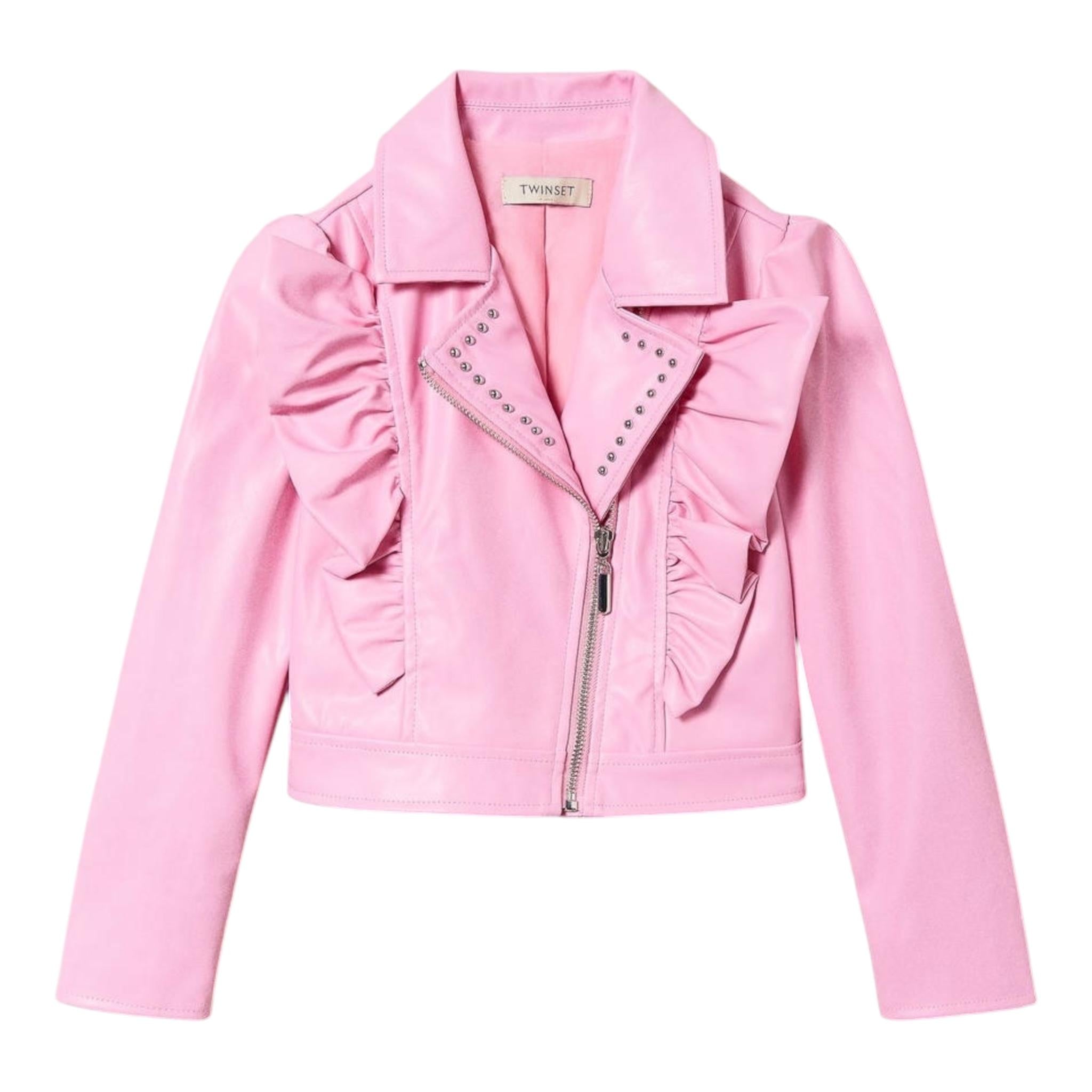 Twinset Chiodo In Ecopelle Tinta Unita per Bambina 241GJ2141 ROSA TWINSET 