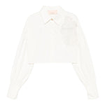 Elisabetta Franchi Camicia Manica Lunga Tinta Unita con Ricami per Bambina EFCA263 PANNA ELISABETTA FRANCHI 