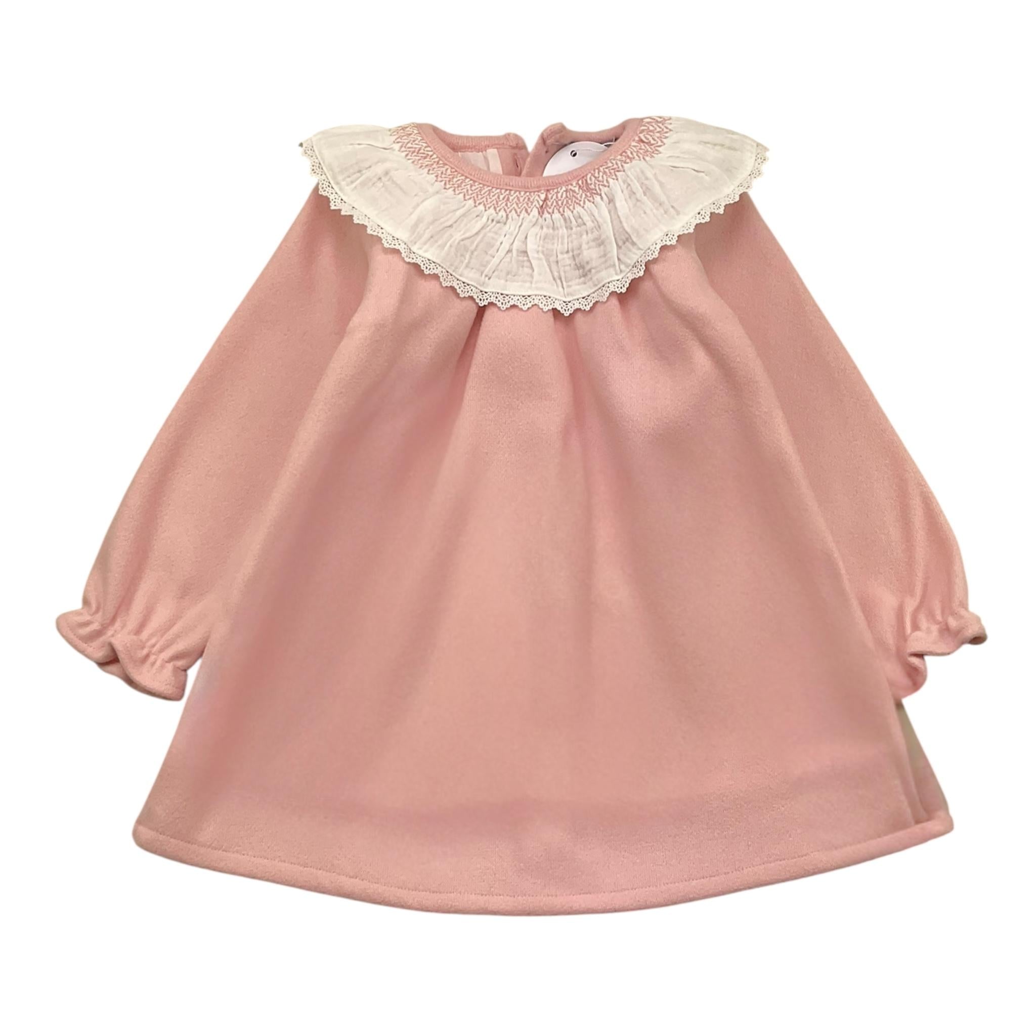 BABIDU abito tinta unita con colletto in contrasto Rosa per Neonata 92770 ROSA BABIDU 