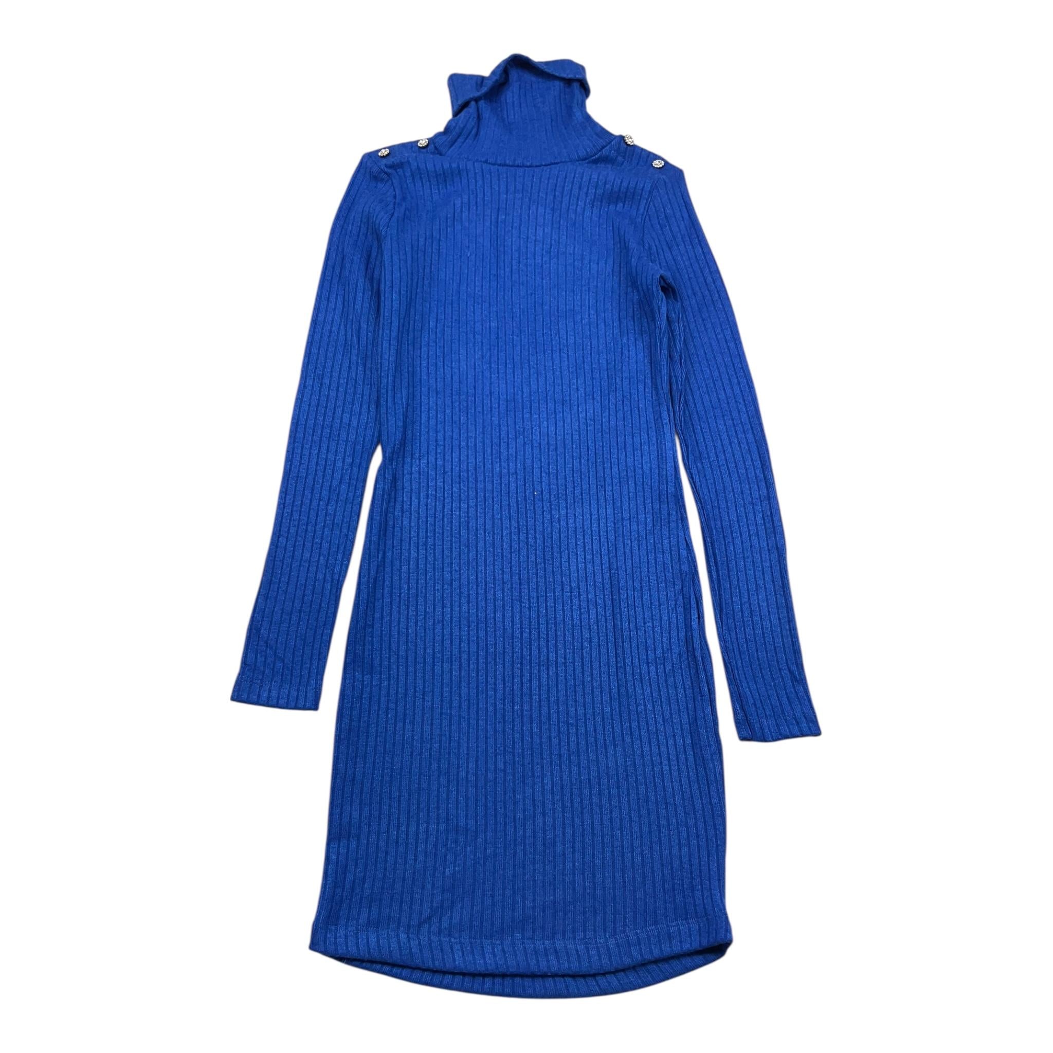 FUN & FUN abito in maglia tinta unita collo alto Cobalto per Bambina 15809 COBALTO FUN & FUN 