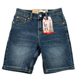 Levi'S Bermuda In Denim Tinta Unita con Girovita Regolabile per Bambino 8EM374 BLU LEVI'S 
