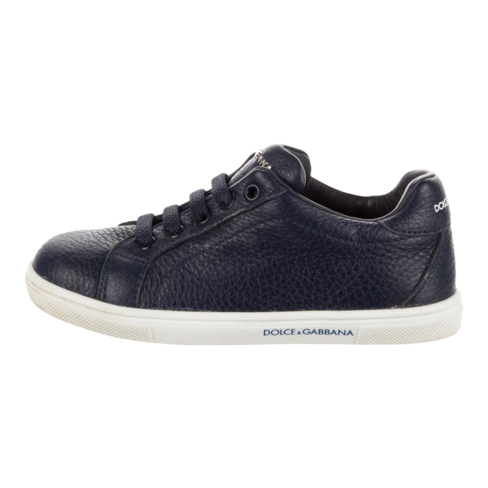 Dolce & Gabbana Sneakers Tinta Unita Con Stampa Logo E Suola In Contrasto Blu Per Bambino DA0929 BLU DOLCE & GABBANA 